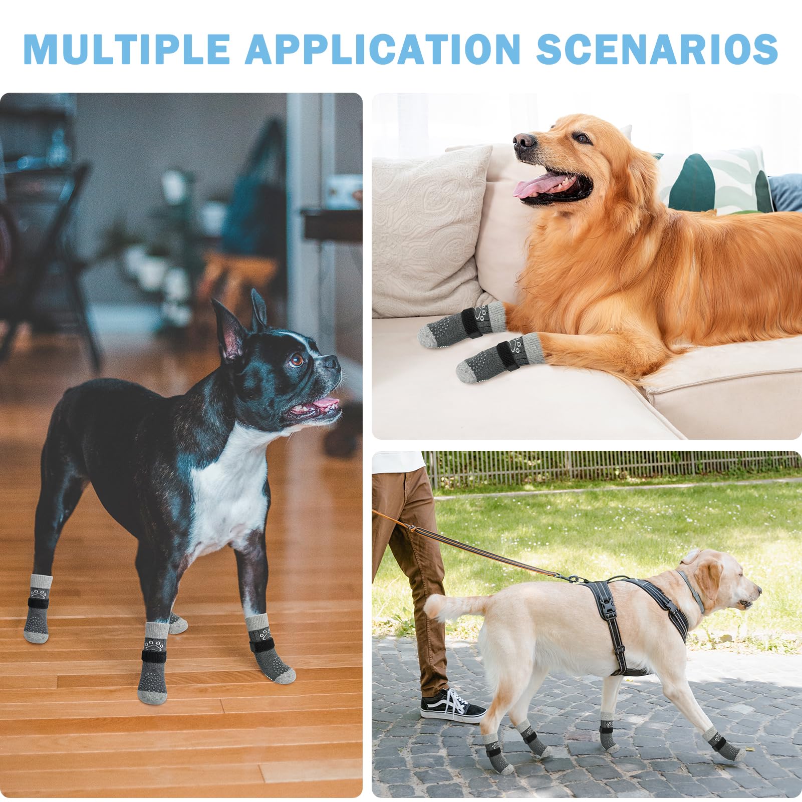 Scenereal Dog Socks To Prevent Licking Paws For Hot/Cold Pavement Anti Slip, Dog Shoes For Hardwood Floors, Dog Boots & Paw Prot